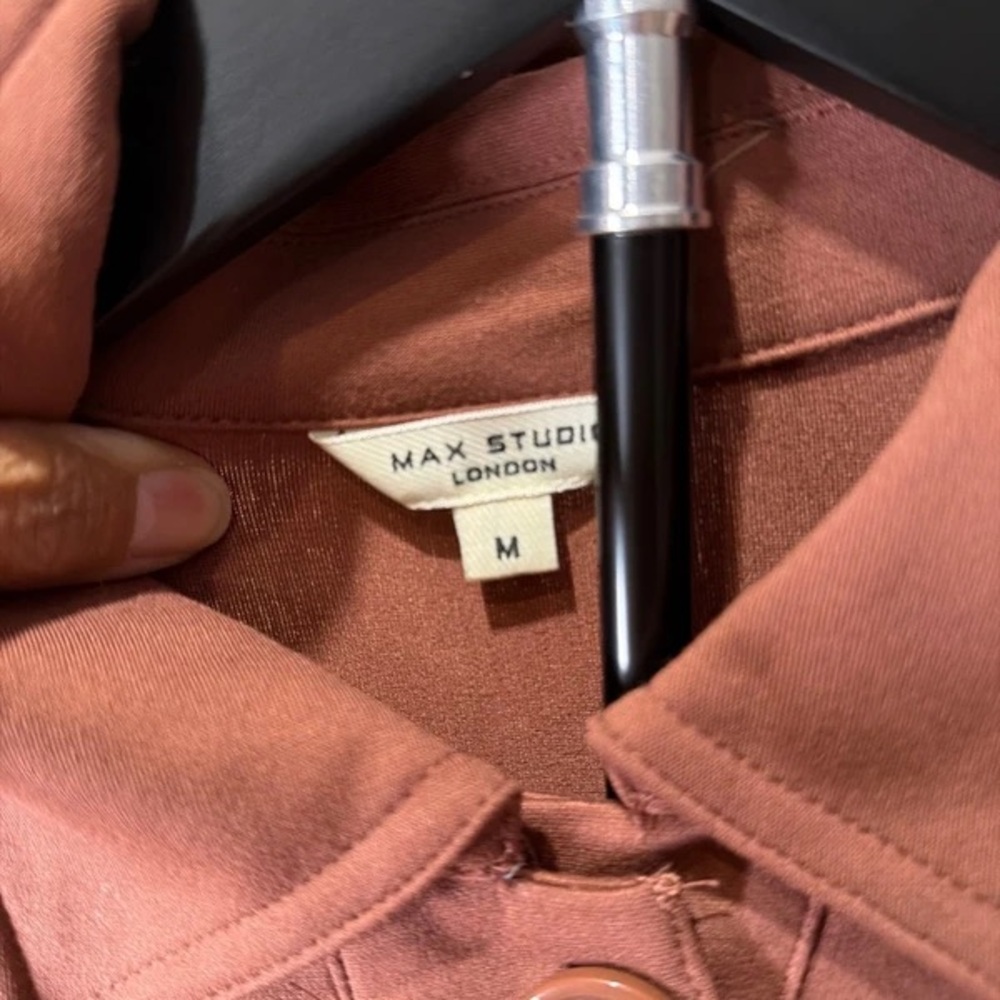 Max Studio Women's Button-Front Utility Jacket - Rusty Rose - Picture 2 of 5